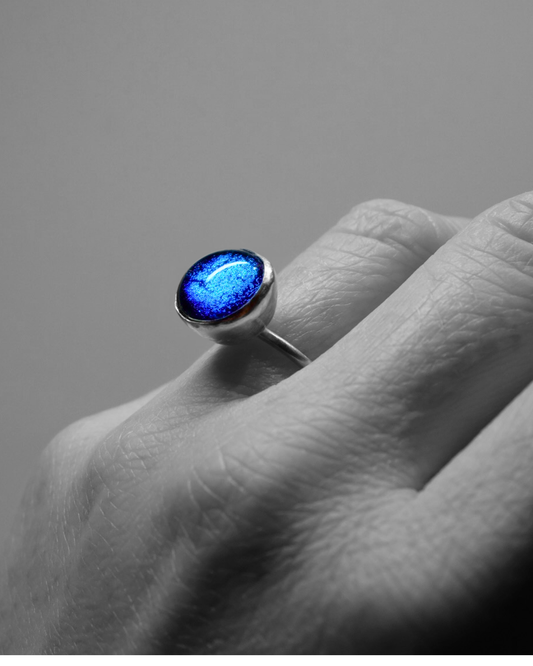 Turquoise Kilnformed Glass Ring
